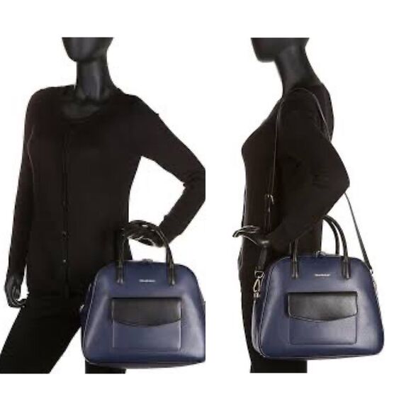 Vera Bradley Bowled Over convertible satchel navy blue black leather - Picture 10 of 10